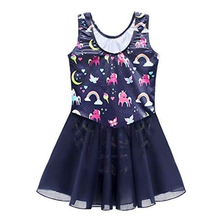 2-3Y 100 Kidsparadisy Skirted Leotards for Girls Gymnastics Sparkly Ribbons Dance Ballet Tutu Dress , Green Mermaid